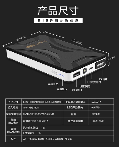 E&F恩凡E15汽車啟動(dòng)電源